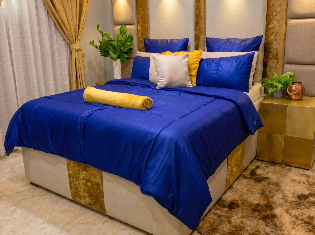 Luxury Light Navy Blue Bedding Comforter Set