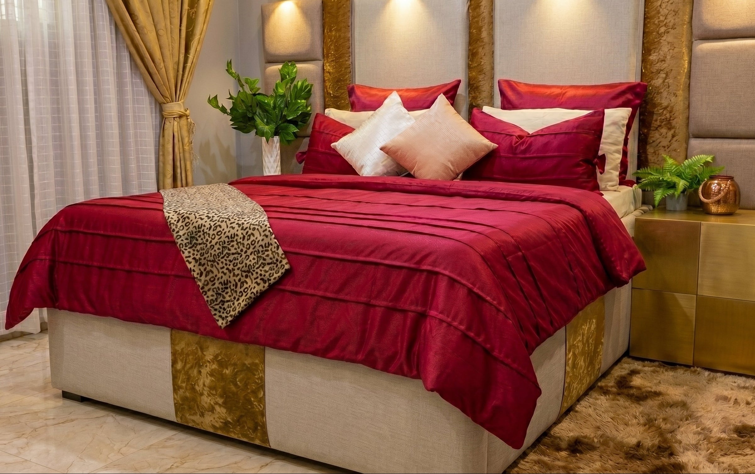 Luxury Red Bedding Comforter Set