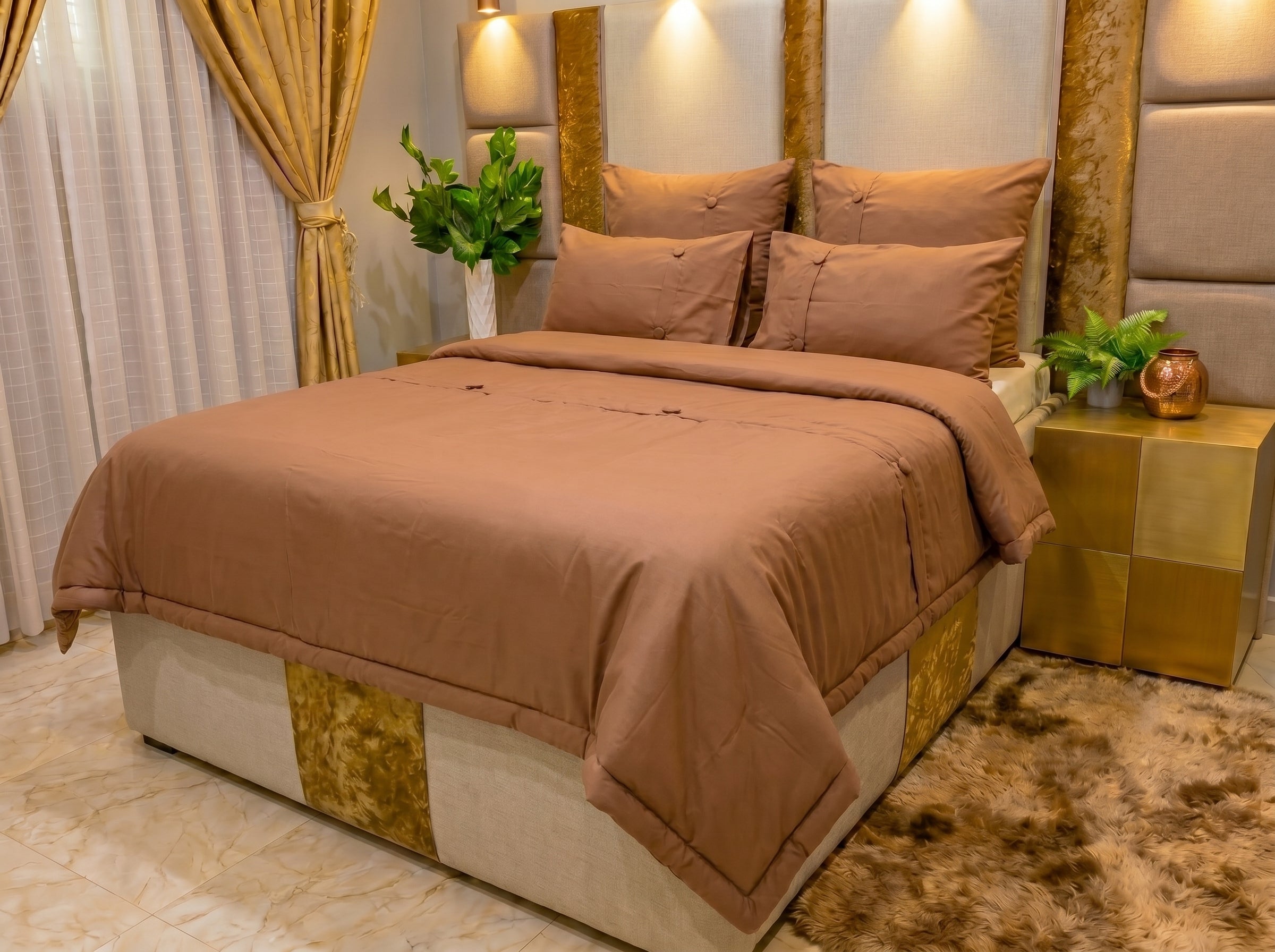 Fawn Wax Coated Cotton Comforter Set