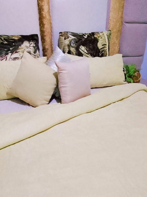 Luxury Cream & Brown Floral Bedding Comforter Set